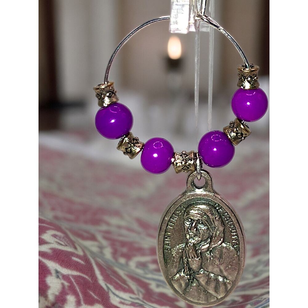 Saint Teresa of Calcutta Medal Beaded One Earring!